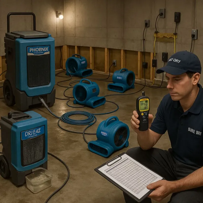 Structural Drying and Dehumidification process in Ricardo, TX